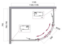 Душевой уголок BelBagno UNO-195-RH-2-120/80-C-Cr - Gidratop.ru изображение