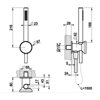 GESSI Origini душевой комплект, состоящий из вывода воды,держателя, шланга 1,50 м и лейки. В комплект входит отделочная вставка.., цвет: Black Metal B - Gidratop.ru изображение
