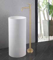 Смеситель ABBER Wasser Kreis AF8140G напольный для раковины, золото матовое - Gidratop.ru изображение