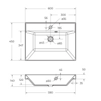 Раковина из искусственного камня, чёрная, 600x450x150, BB600/450-LV-ART-AST-NERO - Gidratop.ru изображение
