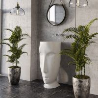 Раковина 45х51х94.5 см, без отв., напольная, слив в стену, цвет: белый - Gidratop.ru изображение