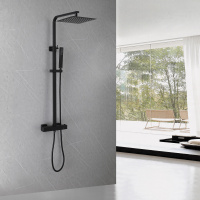 Душевая стойка ABBER Daheim AF8260B с термостатом без излива, черный матовый - Gidratop.ru изображение