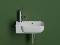 Рукомойник подвесной прямоугольный 403x249x140, с отверстием под смеситель  (чаша справа, отверстие под смеситель слева), цвет белый - Gidratop.ru изображение