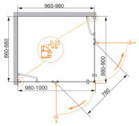 Душевой уголок CEZARES VERONA-W-AH-2-100/90-C-Cr - Gidratop.ru изображение
