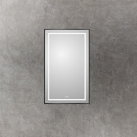 Зеркало в алюминиевой раме со встроенным светильником, сенсорным выключателем и подогревом, SPC-KRAFT-600-1000-LED-TCH-WARM-NERO, 600x32x1000 мм - Gidratop.ru изображение