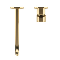 LEAF-BLI2-20-L-SR Смеситель для раковины встраиваемый однорычажный, на два отверстия, длина излива 20 см, исполнение Sunrise - Gidratop.ru изображение