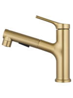 Смеситель для раковины с выдвижным изливом WONZON & WOGHAND, Брашированное золото (WW-A40862-BG) - Gidratop.ru изображение