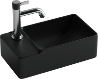 Умывальник подвесной прямоугольный (чаша справа, отверстие под смеситель слева) цвет черный матовый Element 395x220x125мм - Gidratop.ru изображение