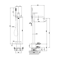 GESSI 316 напольный смеситель для ванны с душевой лейкой (внешние части), цвет: steel brushed - Gidratop.ru изображение