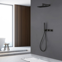 Душевая система ABBER Rund AF8718B скрытого монтажа без излива, черный матовый - Gidratop.ru изображение