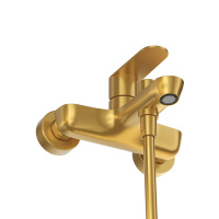 STYLUS-VD-BORO Смеситель для ванны и душа однорычажный в комплекте с ручным душем, шлангом и держателем, брашированное золото - Gidratop.ru изображение