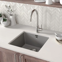 Кухонная мойка Lemark Sinara 440-U 9910071, 44 см, искусственный камень, цвет серый шелк - Gidratop.ru изображение