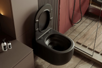 Унитаз ABBER Bequem AC1104TMB подвесной черный матовый, безободковый, смыв торнадо - Gidratop.ru изображение