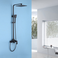 Душевая стойка ABBER Wasserfall AF8616B с изливом, черная матовая - Gidratop.ru изображение