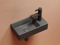 Умывальник подвесной прямоугольный (чаша слева, отверстие под смеситель справа) цвет темный антрацит матовый Element 407x217x100 - Gidratop.ru изображение