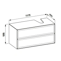 Тумба под раковину Laufen New Classic 117.5 х 45.5 х 60 см, 4.0602.4.085.627.1, подвесная, серый, вырез посередине - Gidratop.ru изображение