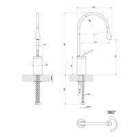 Gessi Goccia смеситель для раковины на 1 отверстие, высокий, излив 174мм R=90, цвет: черный - Gidratop.ru изображение