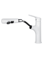 Смеситель для раковины с выдвижным изливом WONZON & WOGHAND, Белый матовый (WW-AE4151-MW) - Gidratop.ru изображение