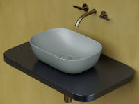 Умывальник чаша накладная прямоугольная (цвет Антрацит Матовый) Element 455x325x135мм - Gidratop.ru изображение