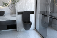 Комплект подвесной унитаз ABBER Bequem AC1100MB черный матовый с инсталляцией AC0105 и кнопкой AC0121MB черная матовая - Gidratop.ru изображение