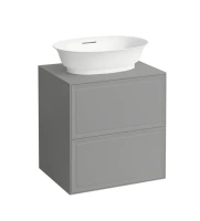 Тумба под раковину Laufen New Classic 57.5 х 45.5 х 60 см, 4.0600.2.085.627.1, подвесная, отверстие посередине, серый - Gidratop.ru изображение