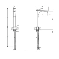 GESSI Rilievo смеситель для раковины на 1 отв. без донного клапана  h=301мм, излив 159мм , цвет: nero XL - Gidratop.ru изображение