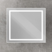 Зеркало в алюминиевой раме со встроенным светильником и сенсорным выключателем по периметру рамы, SPC-KRAFT-900-800-SENS-AL, 900x800x32 мм - Gidratop.ru изображение