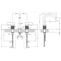 GESSI 316 смеситель для раковины на 3 отверстия, без донного клапана, излив 156мм, h=201мм, цвет: brushed black metal pvd - Gidratop.ru изображение