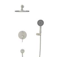 RELAX-DSET-IN Душевой комплект встраиваемый (смеситель встраиваемый, верхний душ, ручной душ со шлангом, штуцер с держателем), сатин - Gidratop.ru изображение