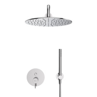 LEAF-DSIP-30-L-01 Душевая система со встраиваемым смесителем, верхним душем 30 см с кронштейном и ручным душем со штуцером, держателем и шлангом, исполнение хром - Gidratop.ru изображение