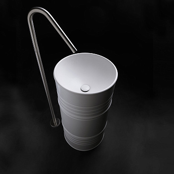 Раковина 45х90 см, без отв., напольная, слив в пол, в комплекте сифон, цвет: белый