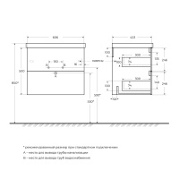 DUE База под раковину подвесная с двумя выкатными ящиками, Bianco Lucido, 600x422x500, DUE-600-2C-SO-BL-P - Gidratop.ru изображение