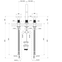 GESSI INCISO смеситель для раковины на 3 отверстия с донным клапаном, излив 160мм, h=240мм, цвет: nero XL - Gidratop.ru изображение