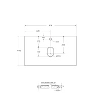 Столешница из керамогранита без отверстия под смеситель 816x468 KEP-80-BO-W0 Bianco Opaco - Gidratop.ru изображение