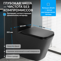 Унитаз ABBER Rechteck AC1210TMB компакт черный матовый, безободковый, смыв торнадо - Gidratop.ru изображение