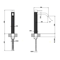 GESSI 316 смеситель для раковины на 1 отверстие, высокий h=305мм, без донног клапана, излив 156мм, цвет: steel brushed - Gidratop.ru изображение