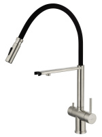 Смеситель для кухни с гибким изливом и подключением фильтра WONZON & WOGHAND, Брашированный никель (WW-88458009-BN) - Gidratop.ru изображение