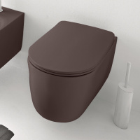 Унитаз безободковый подвесной 55х35 см, с креплениями WB9N, цвет: Borgogna matt - Gidratop.ru изображение