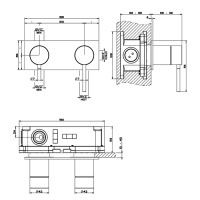 GESSI 316 встраиваемый смеситель, на 2 источника с автоматическим переключателем (внешняя часть), цвет: brushed black metal pvd - Gidratop.ru изображение