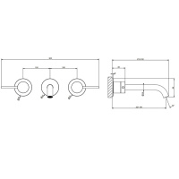 GESSI 316 встраиваемый смеситель с изливом 200-180мм (внешние части), цвет:Black XL - Gidratop.ru изображение