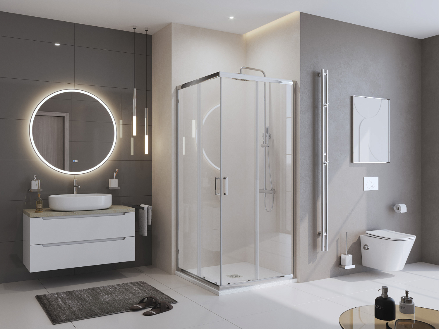 Душевой поддон из искусственного мрамора в комплекте с сифоном BelBagno UNO TRAY-MR-UNO-A-80-35-W-BO