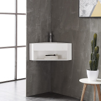 Тумба с раковиной ABBER Stein AS2653 подвесная, угловая, белая матовая - Gidratop.ru изображение