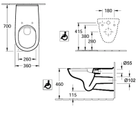 Подвесной безободковый унитаз Villeroy&Boch ViCare, альпийский белый, 4601R001 - Gidratop.ru изображение