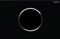 Клавиша смыва Geberit Sigma 115.907.KM.1 Type 10, бесконтактная, сенсорная, для унитаза, 230В, двойной смыв, пластик, черный/глянцевый хром - Gidratop.ru изображение