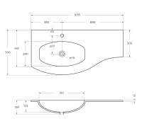 Стеклянная раковина левосторонняя 82409 Extra Bianco, 104x53 - Gidratop.ru изображение