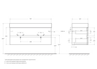 MOLVENO 46 База под раковину подвесная, под раковину с двумя чашами, с двумя выкатными ящиками, Legno Bianco, 1200x460x500, MOLVENO 46-120-2C-SO-2-LB - Gidratop.ru изображение