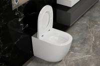 Унитаз ABBER Bequem AC1111T приставной белый, безободковый, смыв торнадо - Gidratop.ru изображение