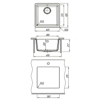 Кухонная мойка Lemark Sinara 400-U 9910061, 40 см, искусственный камень, цвет антрацит - Gidratop.ru изображение