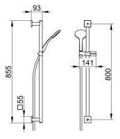Душевой гарнитур Keuco IXMO штанга 80 см, квадратные розетки, хром, 59587010922 - Gidratop.ru изображение