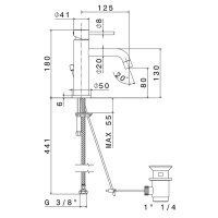 Newform XT Смеситель для раковины на 1 отверстие с донный клапаном, излив 125мм, цвет: хром - Gidratop.ru изображение
